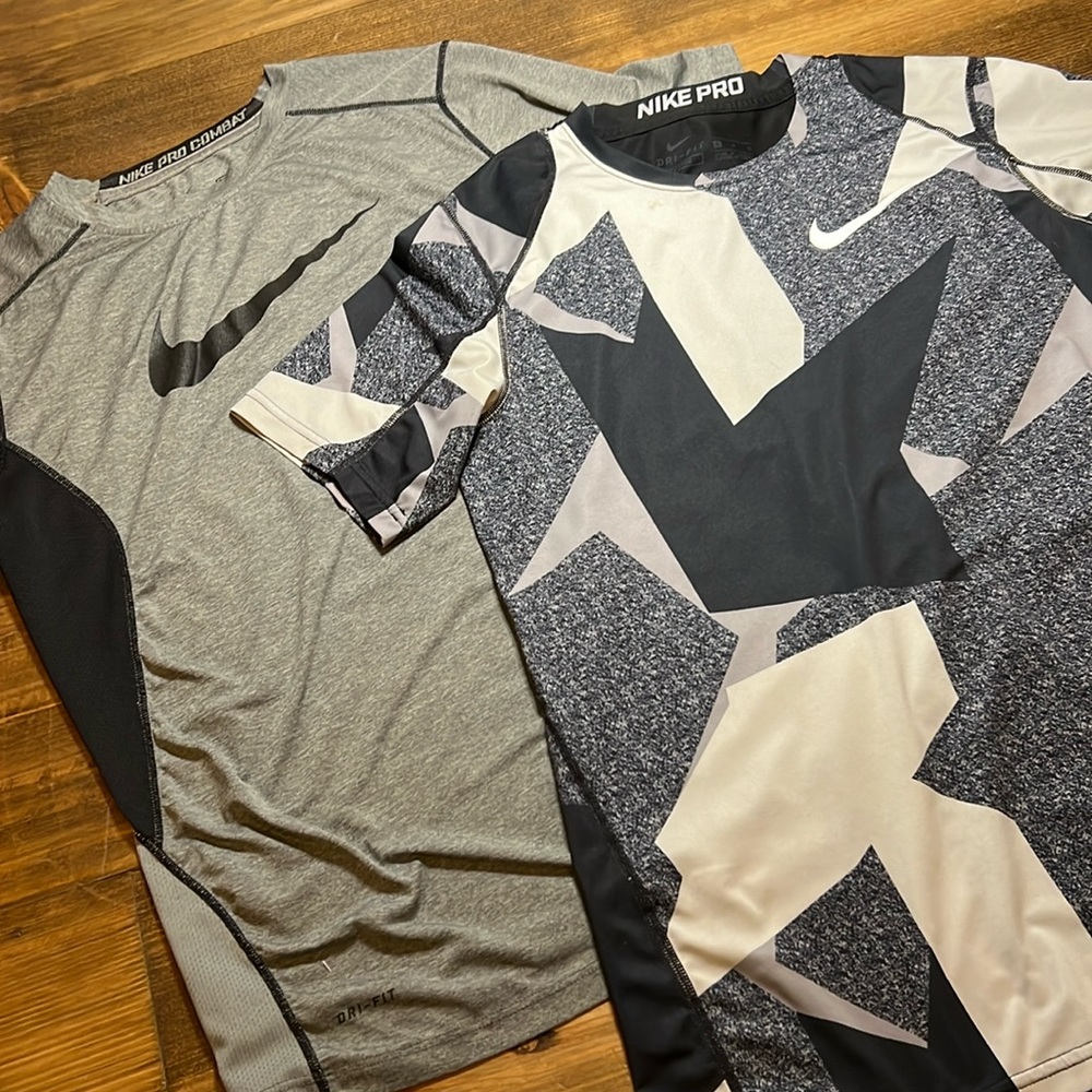 NIKE SET 2 PRO COMBAT FITTED TEES SIZE YOUTH BOYS XL